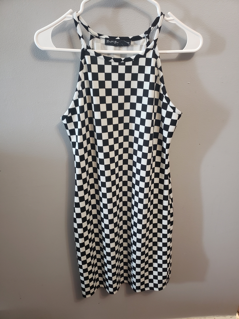 Black and White Checkered Mini Dress